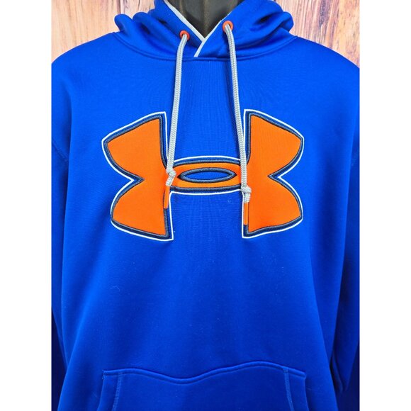 Under Armour Mens XL Blue UA Storm Hoodie Logo Pullover Loose Fit Fleece-Lined - Picture 3 of 7